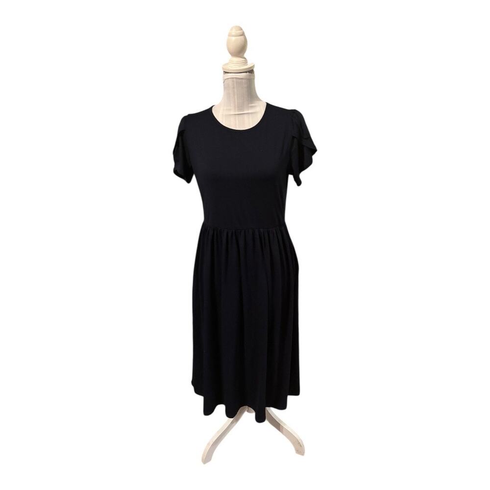 Hotouch Navy Blue Dress Tulip Sleeve Size S NWOT